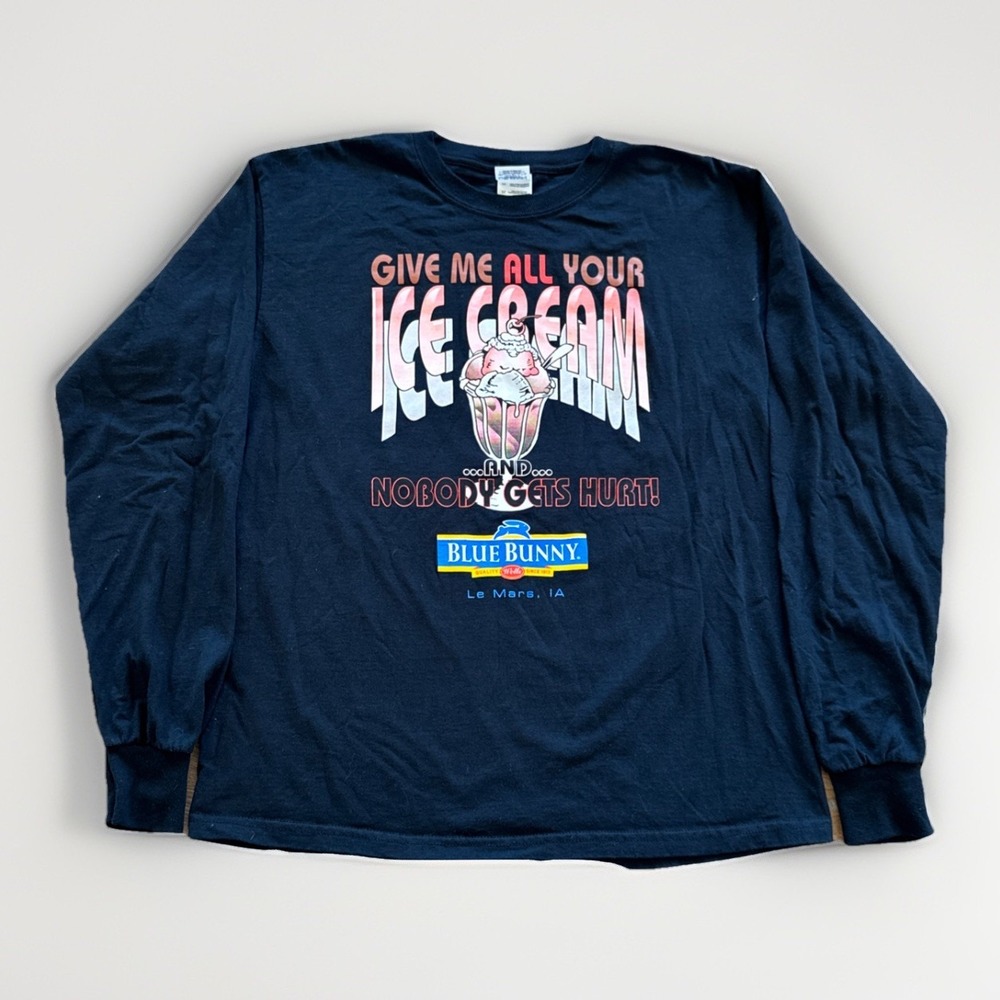 Blue Bunny Ice Cream‎ Shirt Mens M Long Sleeve Y2k Junk Food Promo Snack